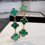 ⭐Miroze CLOVER MALACHITE 3 MOTIFS GOLD