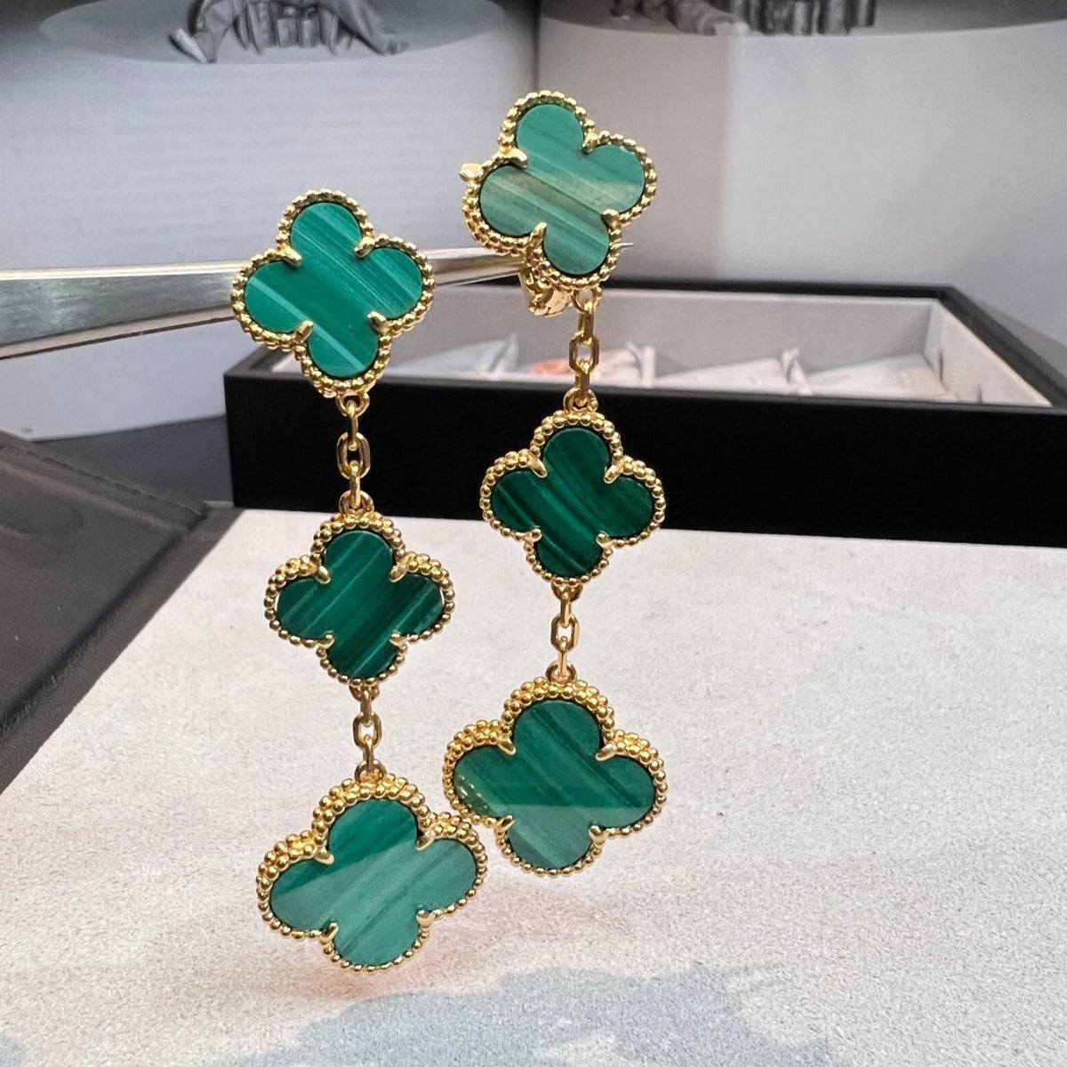 ⭐Miroze CLOVER MALACHITE 3 MOTIFS GOLD