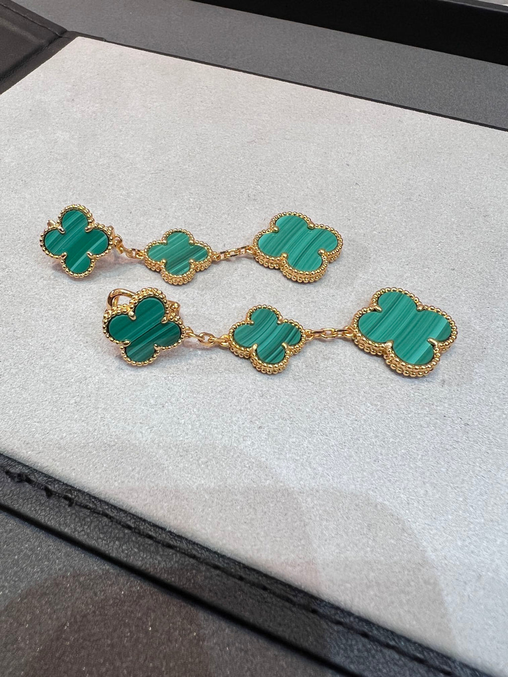 ⭐Miroze CLOVER MALACHITE 3 MOTIFS GOLD