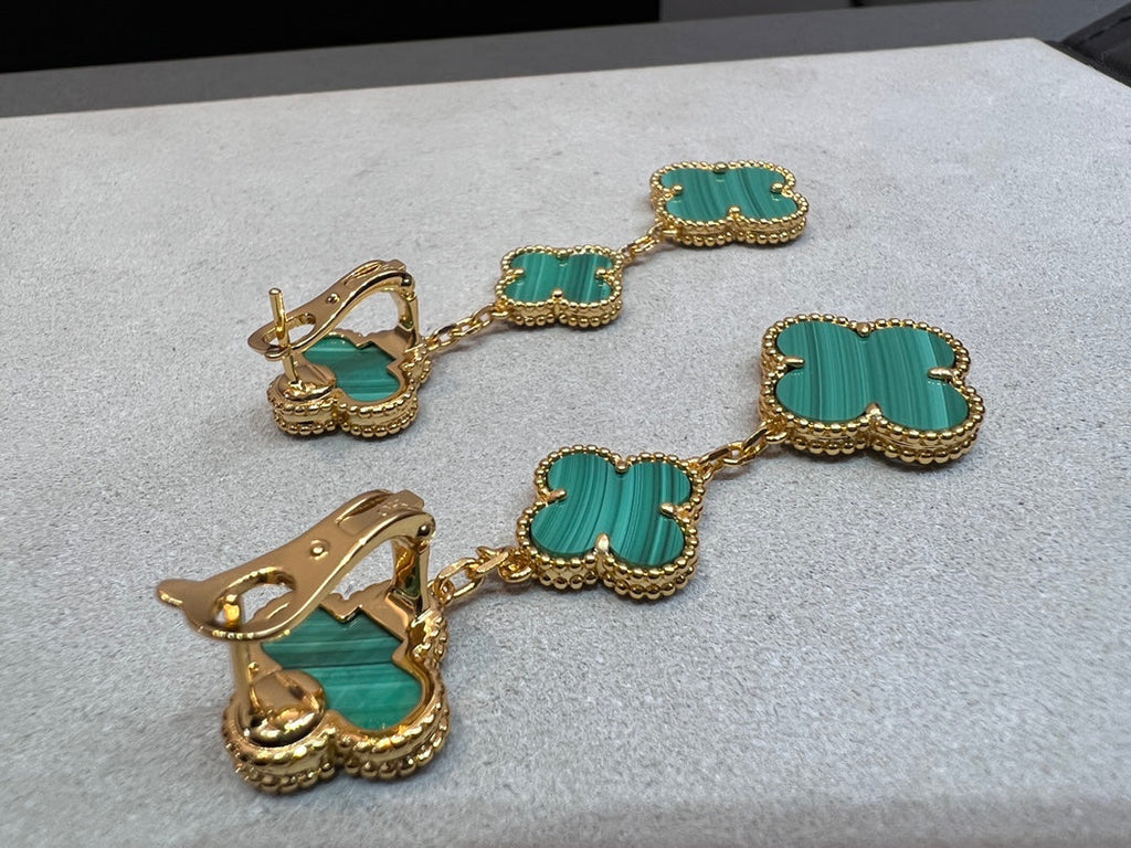 ⭐Miroze CLOVER MALACHITE 3 MOTIFS GOLD