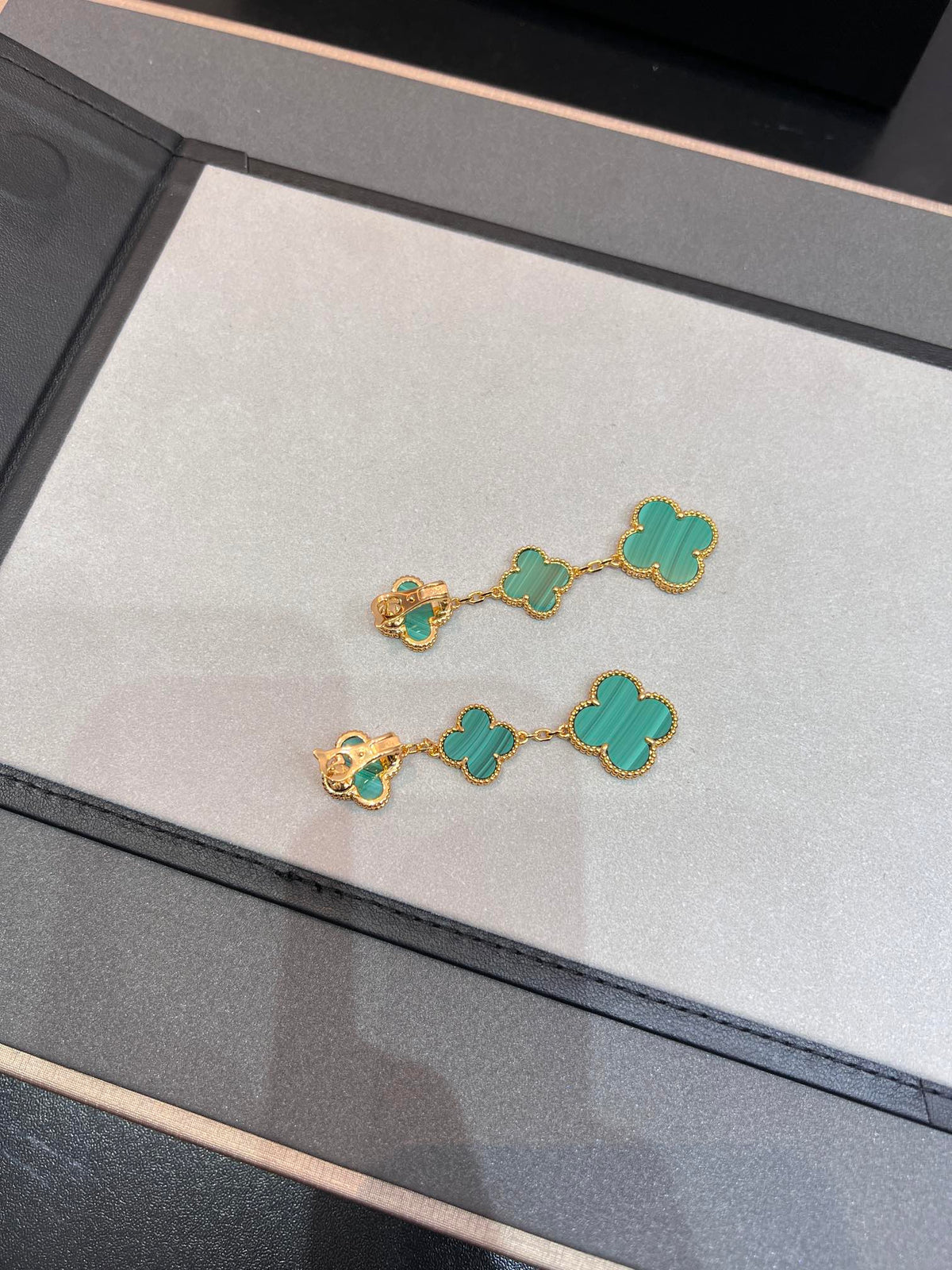 [⭐Miroze]CLOVER MALACHITE 3 MOTIFS GOLD