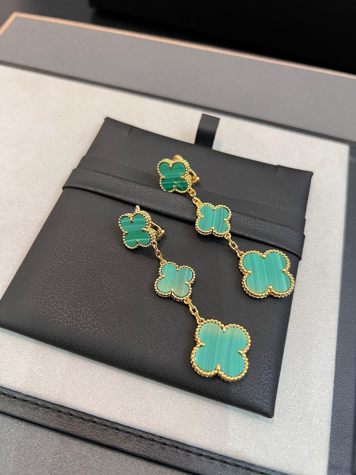 ⭐Miroze CLOVER MALACHITE 3 MOTIFS GOLD