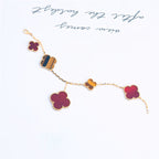 ⭐Miroze CLOVER BRACELET 5 MOTIFS CARNELIAN TIGER EYE