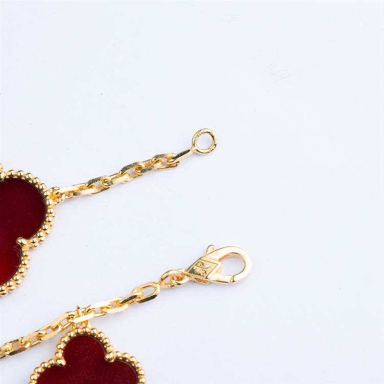 ⭐Miroze CLOVER BRACELET 5 MOTIFS CARNELIAN TIGER EYE