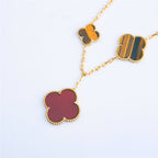 ⭐Miroze CLOVER BRACELET 5 MOTIFS CARNELIAN TIGER EYE