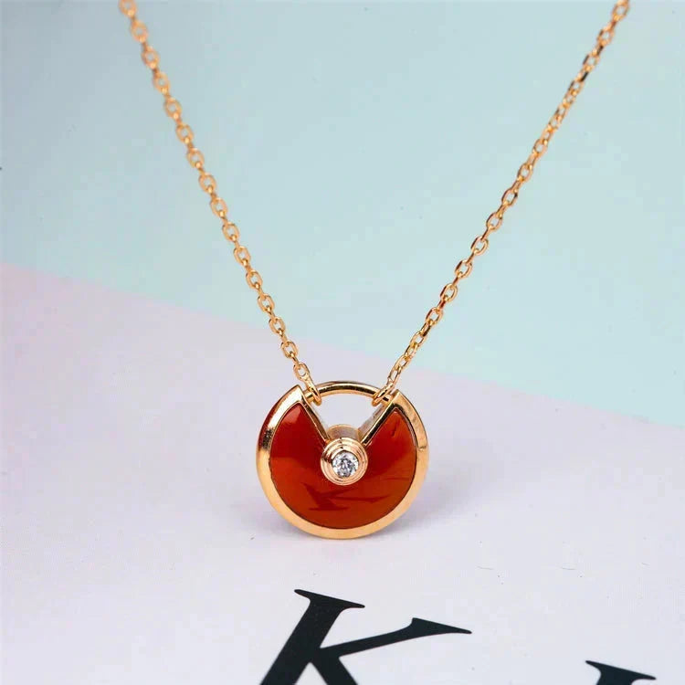⭐Miroze AMULETTE GOLD CARNELIAN ONYX NECKLACE