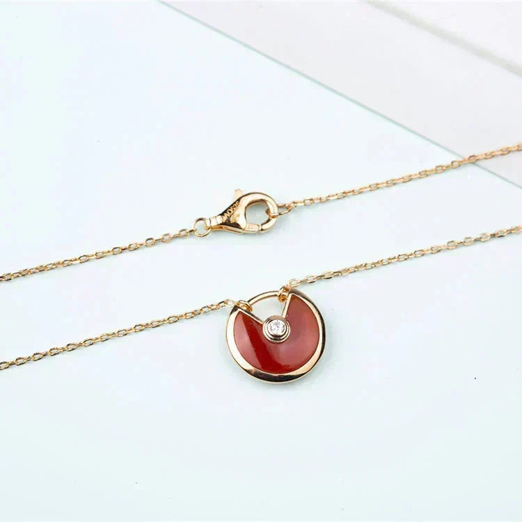 ⭐Miroze AMULETTE GOLD CARNELIAN ONYX NECKLACE