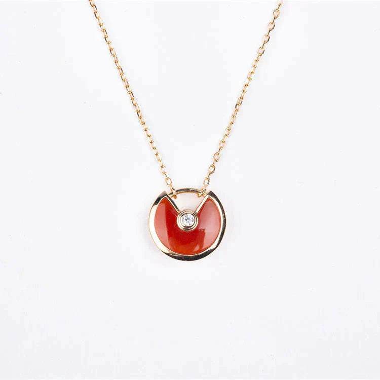 [⭐Miroze]AMULETTE GOLD CARNELIAN ONYX NECKLACE