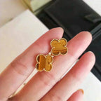 ⭐Miroze CLOVER MEDIUM 1 MOTIFS TIGER EYE EARRINGS