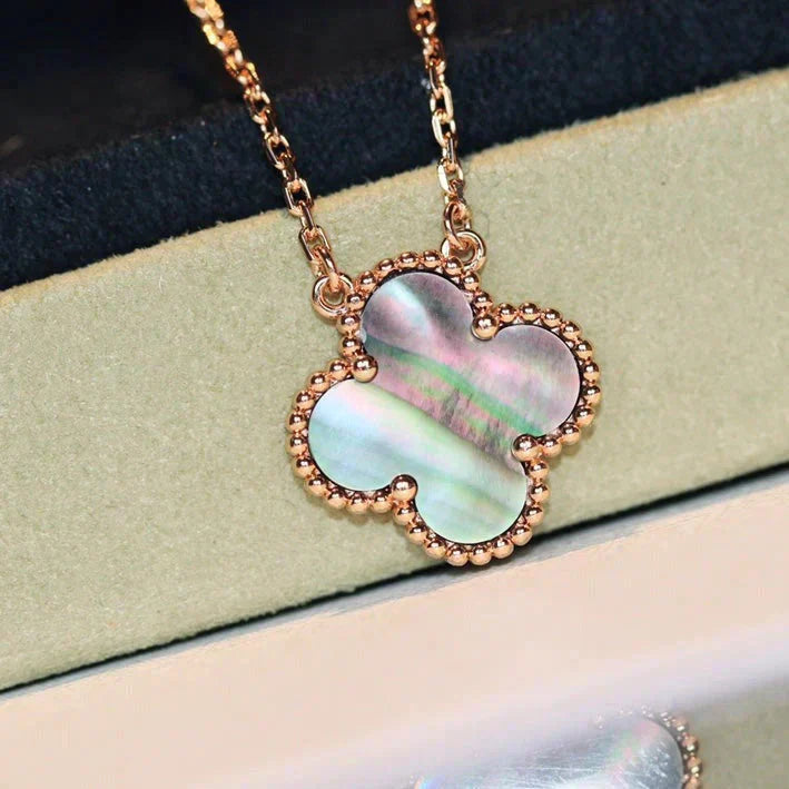 [⭐Miroze]CLOVER 15MM  GRAY MOTHER OF PEARL NECKLACE