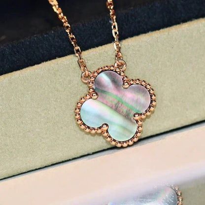 [⭐Miroze]CLOVER 15MM  GRAY MOTHER OF PEARL NECKLACE