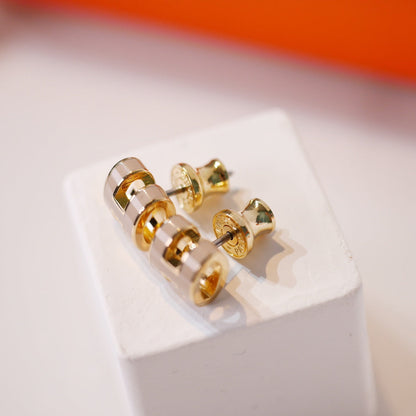 [⭐Miroze]MINI POP H GOLD EARRINGS GREY