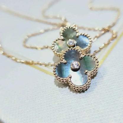 [⭐Miroze]CLOVER 15MM DIAMOND AND MOTHER-OF-GREY NECKLACE