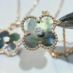 ⭐Miroze CLOVER 15MM DIAMOND AND MOTHER-OF-GREY NECKLACE