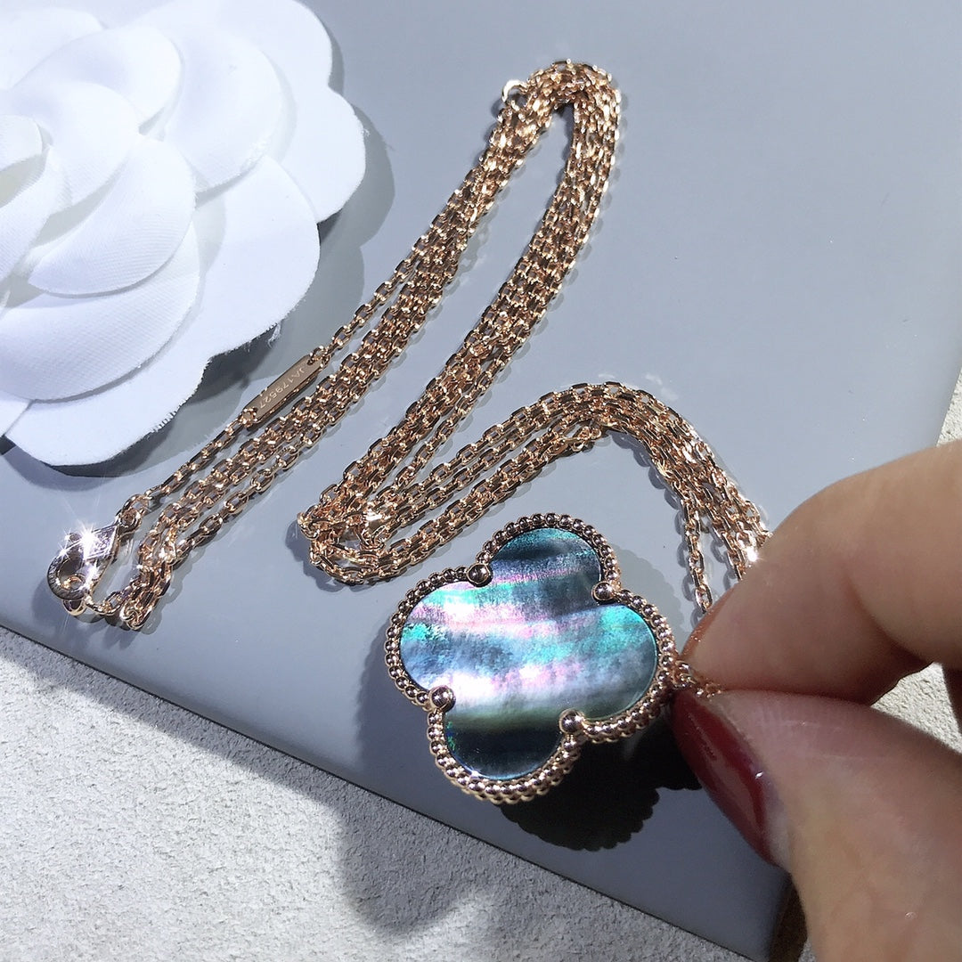 [⭐Miroze]クローバー 25MM ゴールド ダークMOP ビッグクローバーネックレス