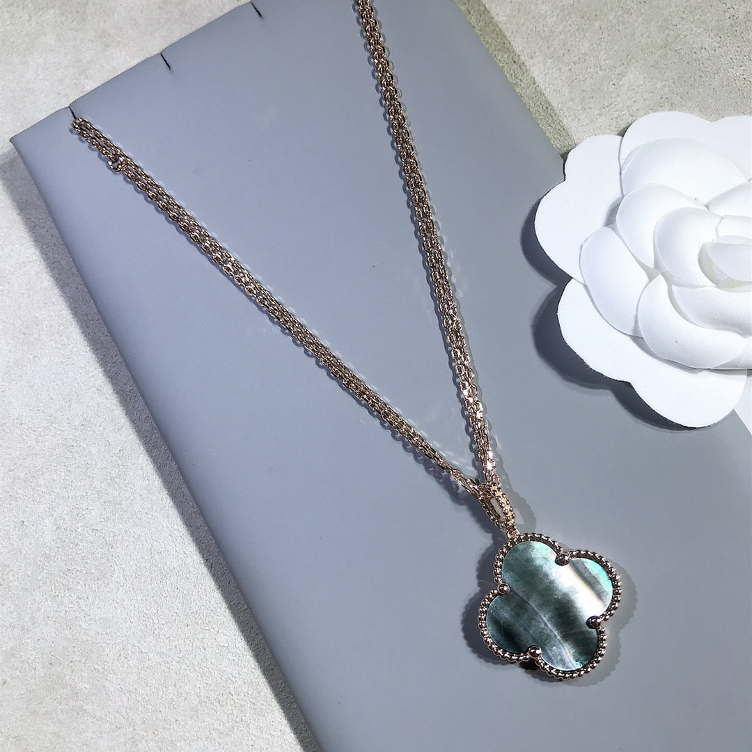 ⭐Miroze CLOVER 25MM GOLD DARK MOP BIG CLOVER NECKLACE