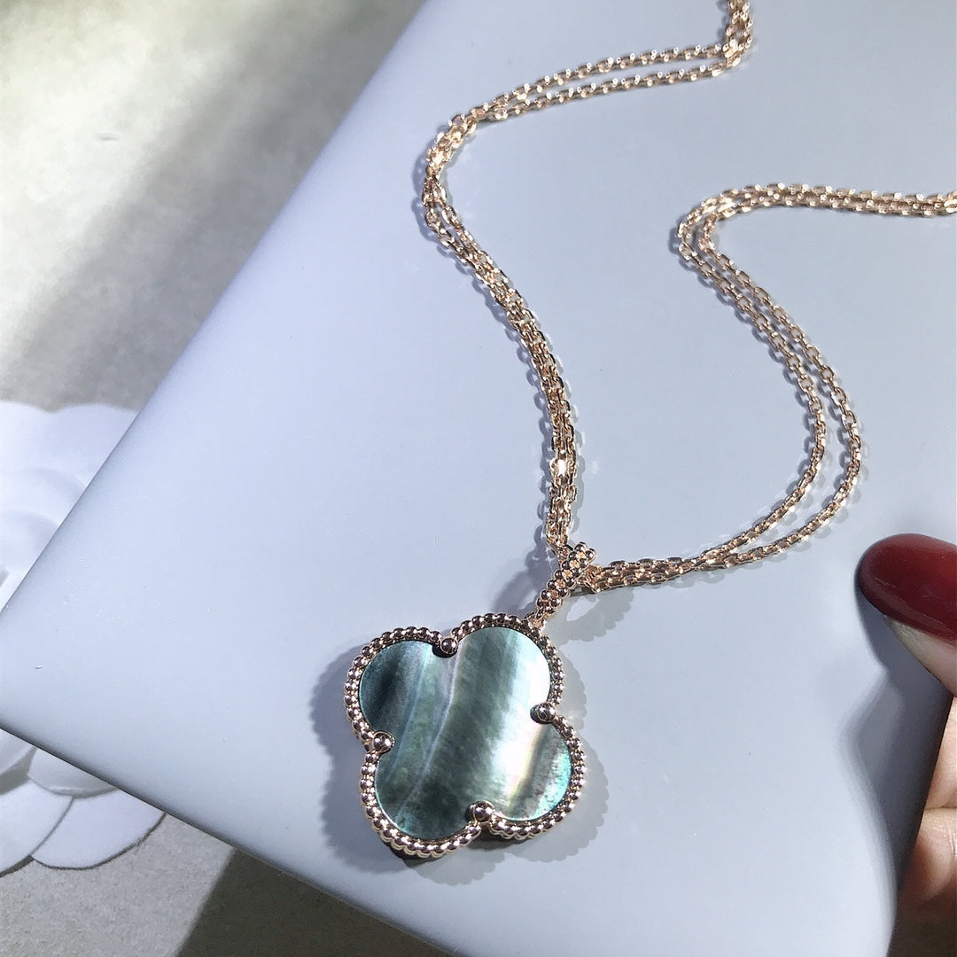 ⭐Miroze CLOVER 25MM GOLD DARK MOP BIG CLOVER NECKLACE