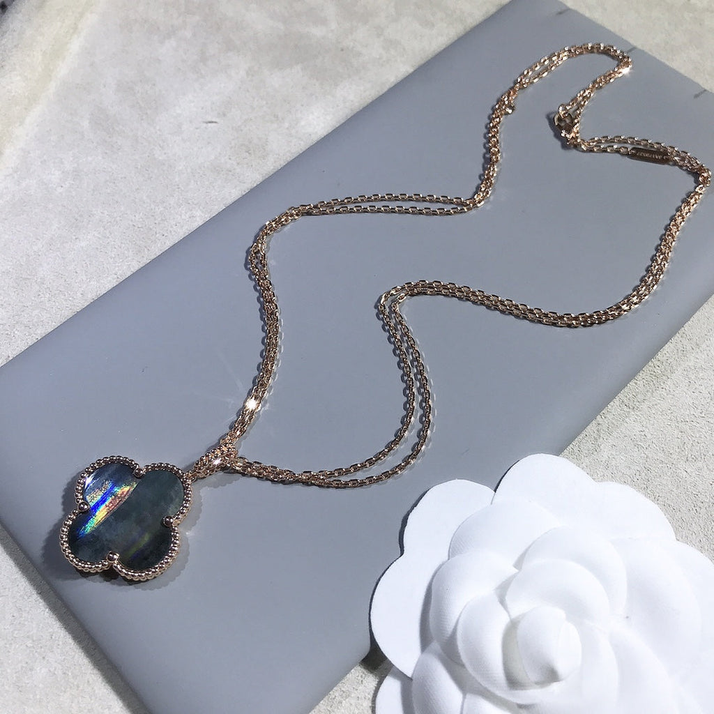 ⭐Miroze CLOVER 25MM GOLD DARK MOP BIG CLOVER NECKLACE