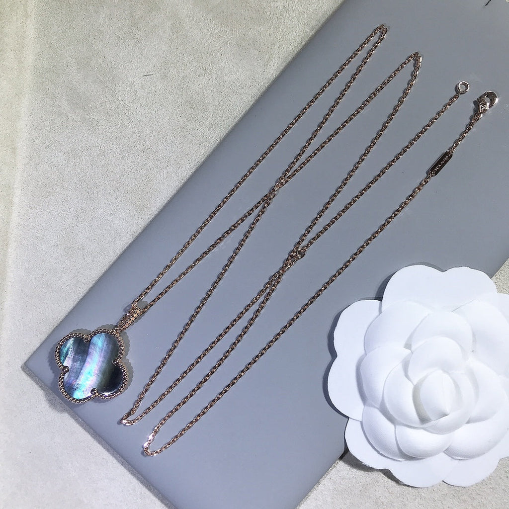 ⭐Miroze CLOVER 25MM GOLD DARK MOP BIG CLOVER NECKLACE