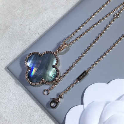 [⭐Miroze]クローバー 25MM ゴールド ダークMOP ビッグクローバーネックレス