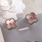 ⭐Miroze CLOVER MEDIUM 1 MOTIFS  PINK MOP DIAMOND EARRINGS