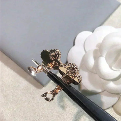 [⭐Miroze] CLOVER MEDIUM 1 MOTIFS  PINK MOP DIAMOND EARRINGS