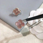 ⭐Miroze CLOVER MEDIUM 1 MOTIFS  PINK MOP DIAMOND EARRINGS