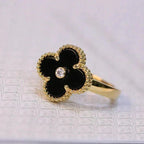 ⭐Miroze CLOVER ONYX RING GOLD DIAMOND
