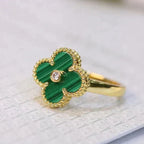 ⭐Miroze CLOVER MALACHITE RING GOLD DIAMOND