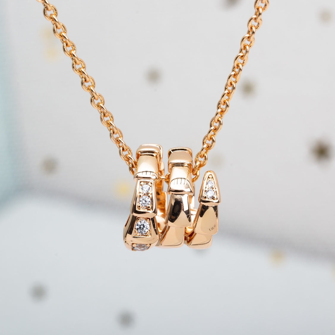 [⭐Miroze]SERPENTI PINK GOLD NECKLACE DIAMOND