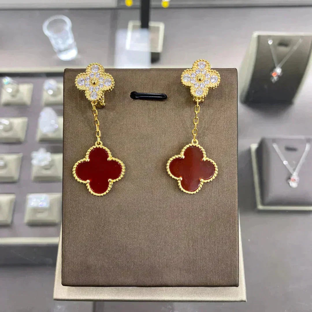 [⭐Miroze]CLOVER  2 MOTIFS  DIAMOND  EARRINGS (MULTIPLE CHOICESç´