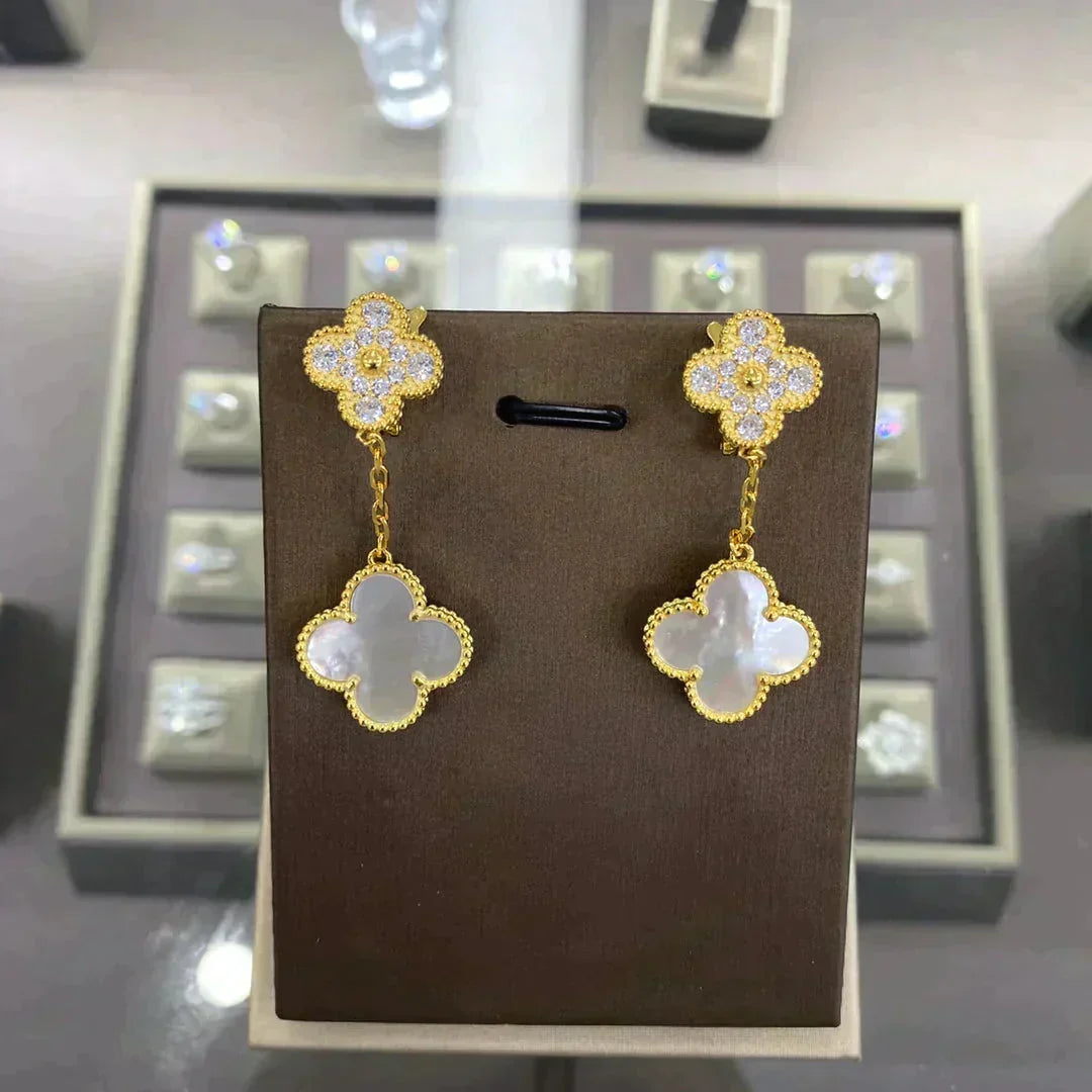 ⭐Miroze CLOVER  2 MOTIFS  DIAMOND  EARRINGS (MULTIPLE CHOICESç´
