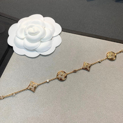 [⭐Miroze]STAR AND SUN 4 MOTIFS GOLD DIAMONDS BRACELET
