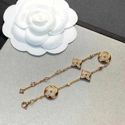 [⭐Miroze]STAR AND SUN 4 MOTIFS GOLD DIAMONDS BRACELET