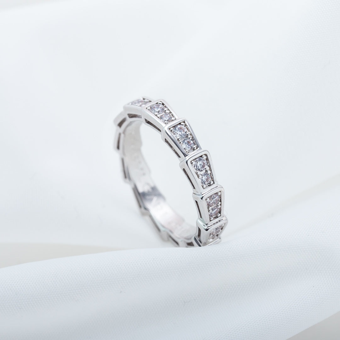 [⭐Veya]SERPENTI RING SILVER DIAMOND PAVED 3MM