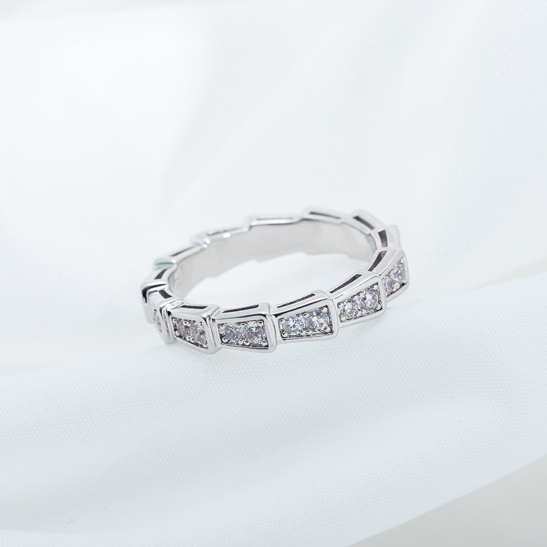 [⭐Veya]SERPENTI RING SILVER DIAMOND PAVED 3MM