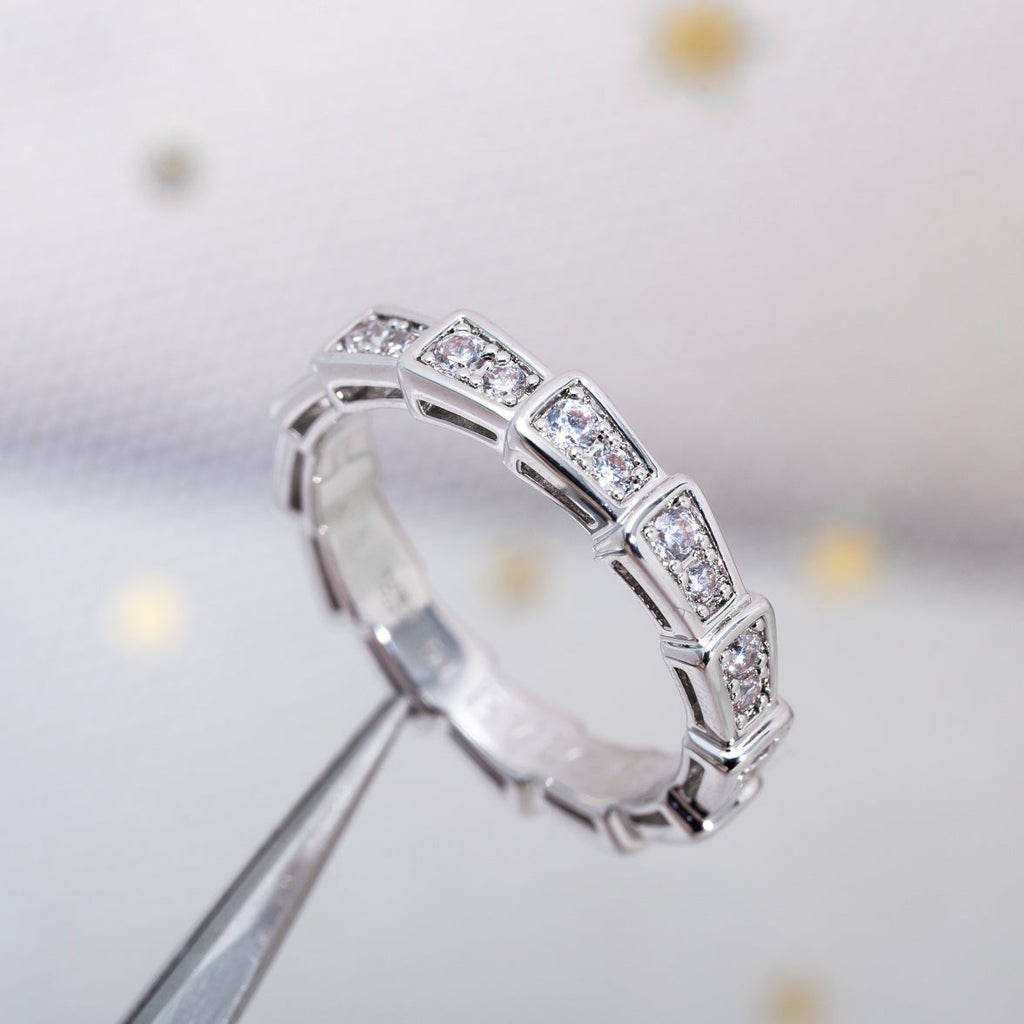 [⭐Veya]SERPENTI RING SILVER DIAMOND PAVED 3MM