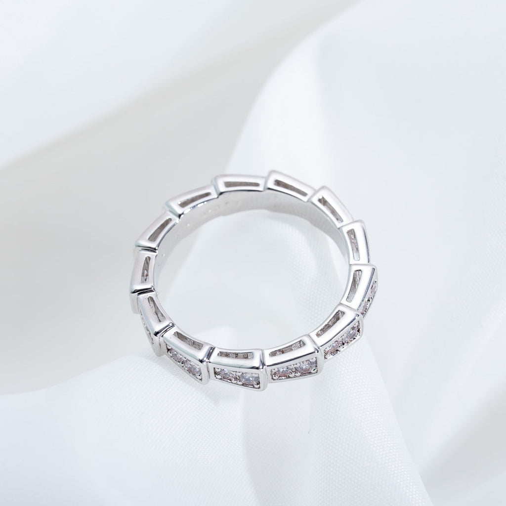 [⭐Veya]SERPENTI RING SILVER DIAMOND PAVED 3MM