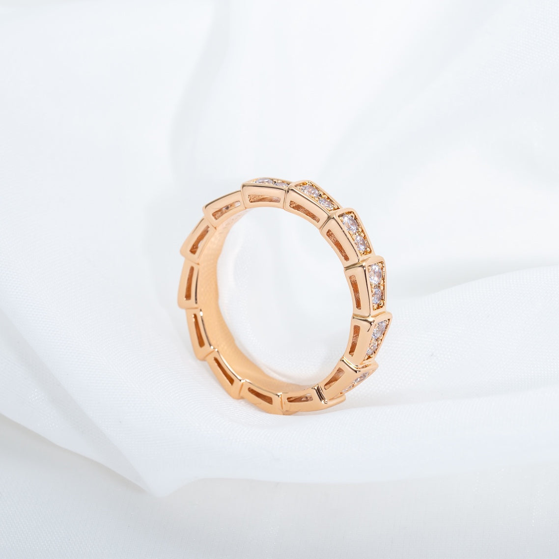 [⭐Miroze]SERPENTI RING PINK GOLD DIAMOND PAVED 3MM