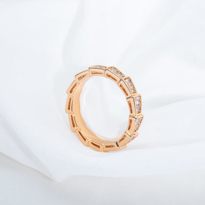 [⭐Miroze]SERPENTI RING PINK GOLD DIAMOND PAVED 3MM