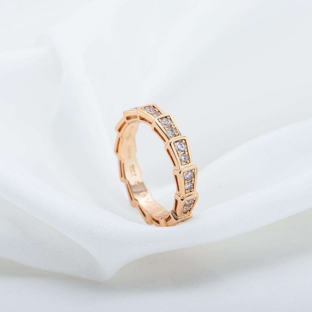 [⭐Miroze]SERPENTI RING PINK GOLD DIAMOND PAVED 3MM