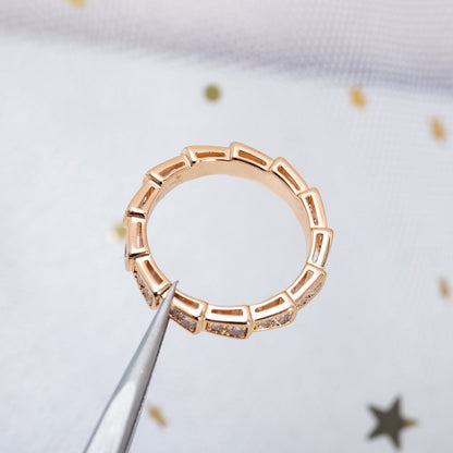 [⭐Miroze]SERPENTI RING PINK GOLD DIAMOND PAVED 3MM