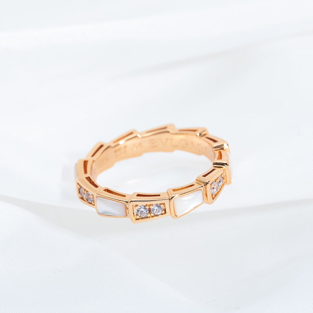 [⭐Veya]SERPENTI RING PINK GOLD DIAMOND MOP 3MM