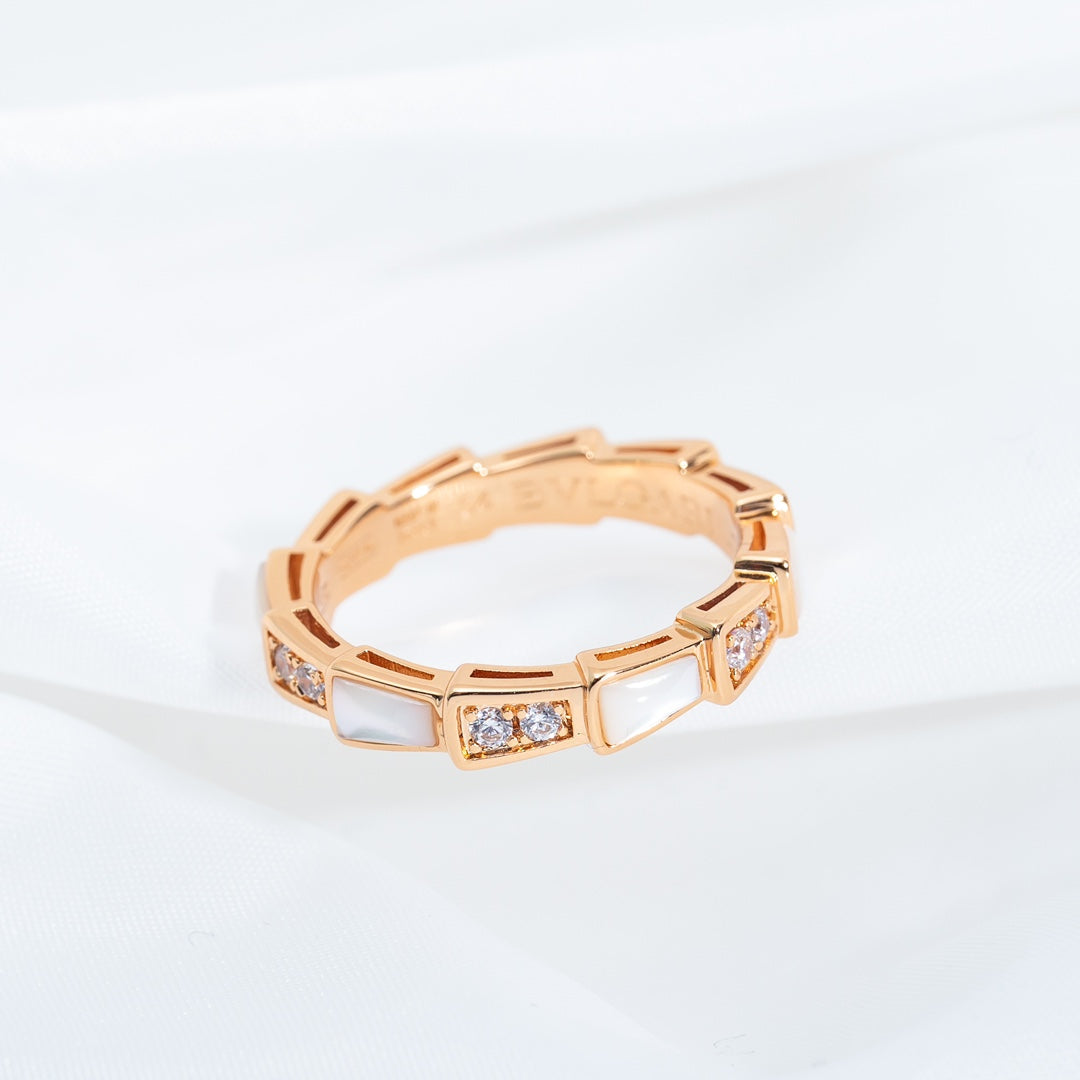 [⭐Miroze]SERPENTI RING PINK GOLD DIAMOND MOP 3MM