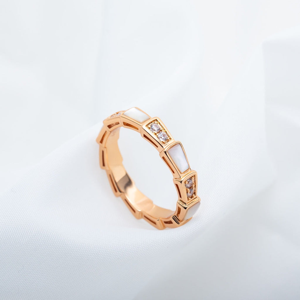 [⭐Veya]SERPENTI RING PINK GOLD DIAMOND MOP 3MM