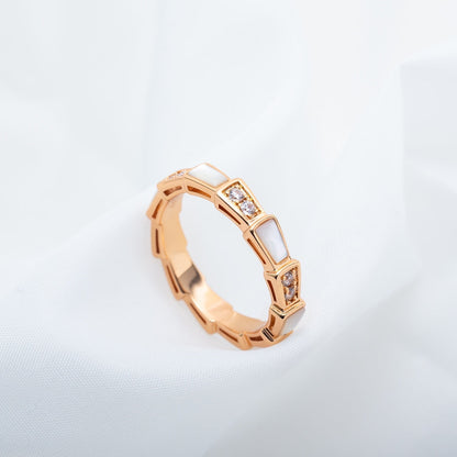 [⭐Miroze]SERPENTI RING PINK GOLD DIAMOND MOP 3MM