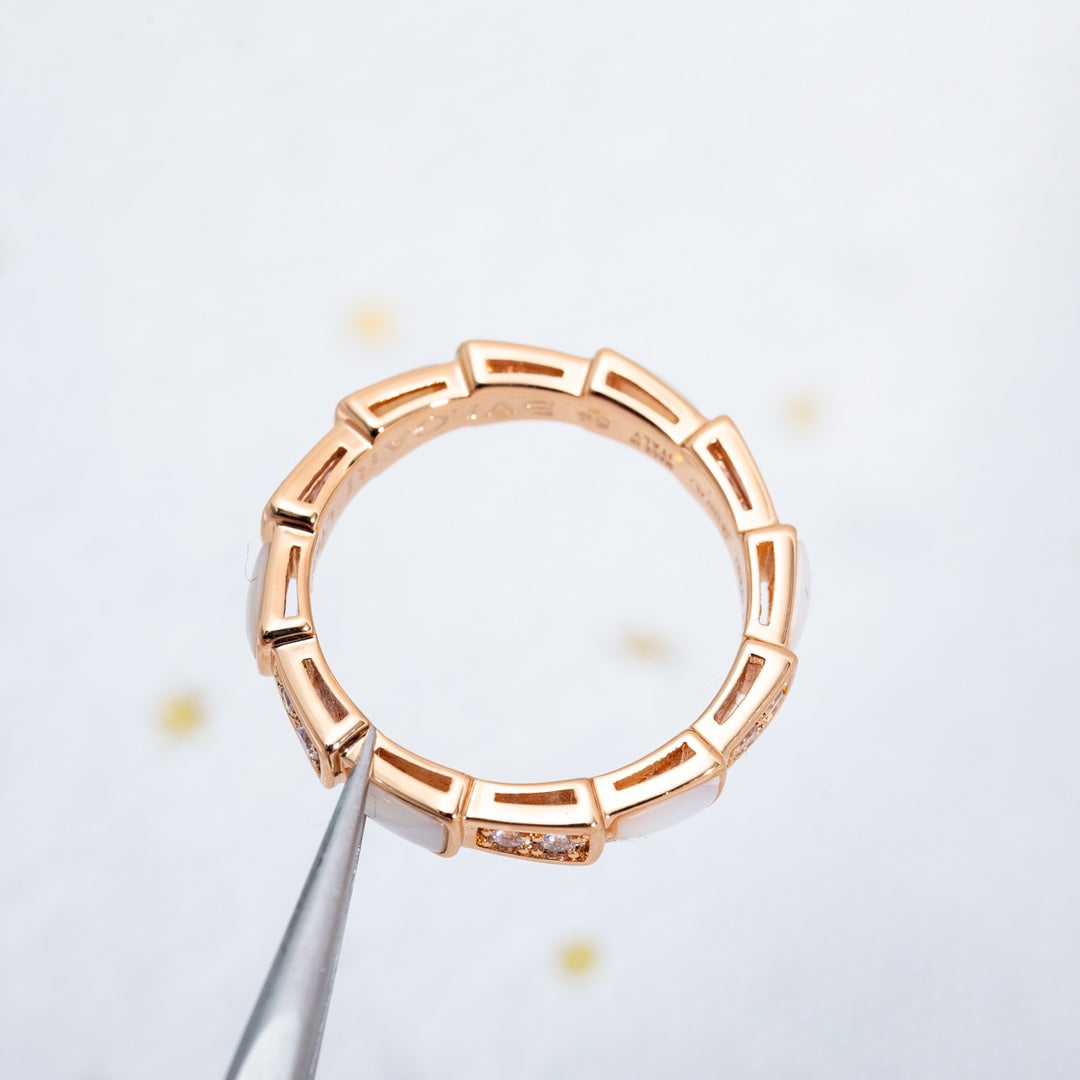 [⭐Miroze]SERPENTI RING PINK GOLD DIAMOND MOP 3MM