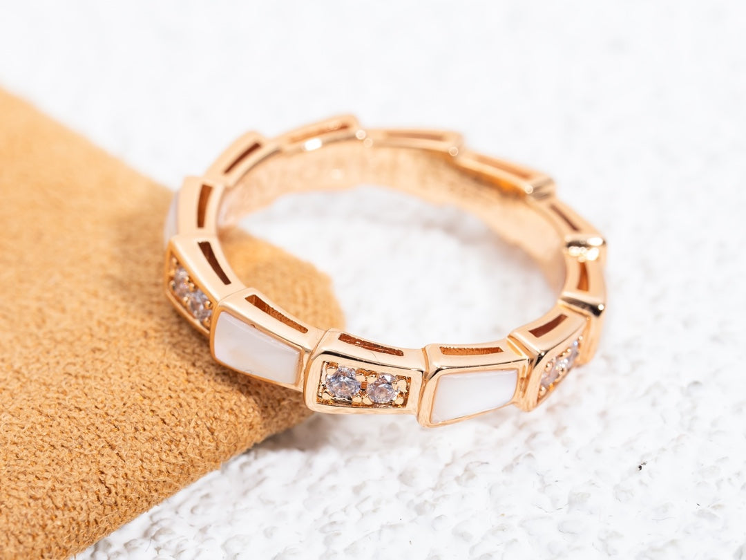 [⭐Veya]SERPENTI RING PINK GOLD DIAMOND MOP 3MM