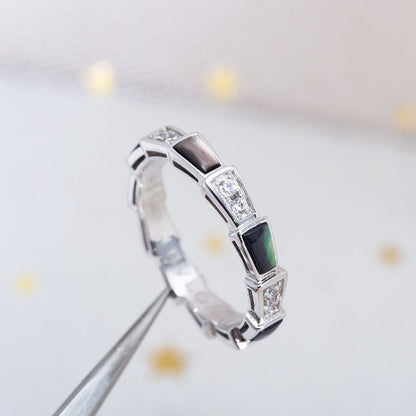 [⭐Miroze]SERPENTI RING SILVER  DIAMOND BLACK MOP 3MM