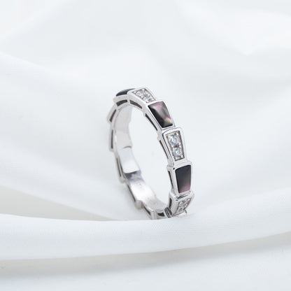 [⭐Miroze]SERPENTI RING SILVER  DIAMOND BLACK MOP 3MM